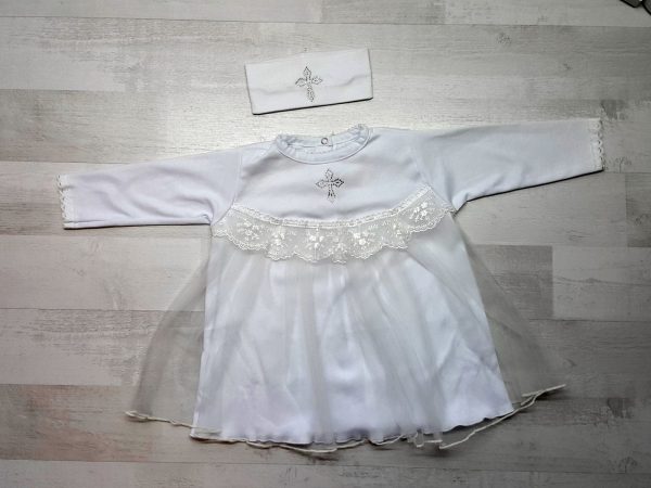 Платье крестильное с повязкой белое