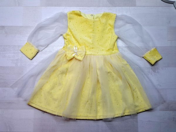 Нарядное платье из велюра желтое